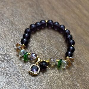 Elegant Purple and Gold Beaded Bracelet